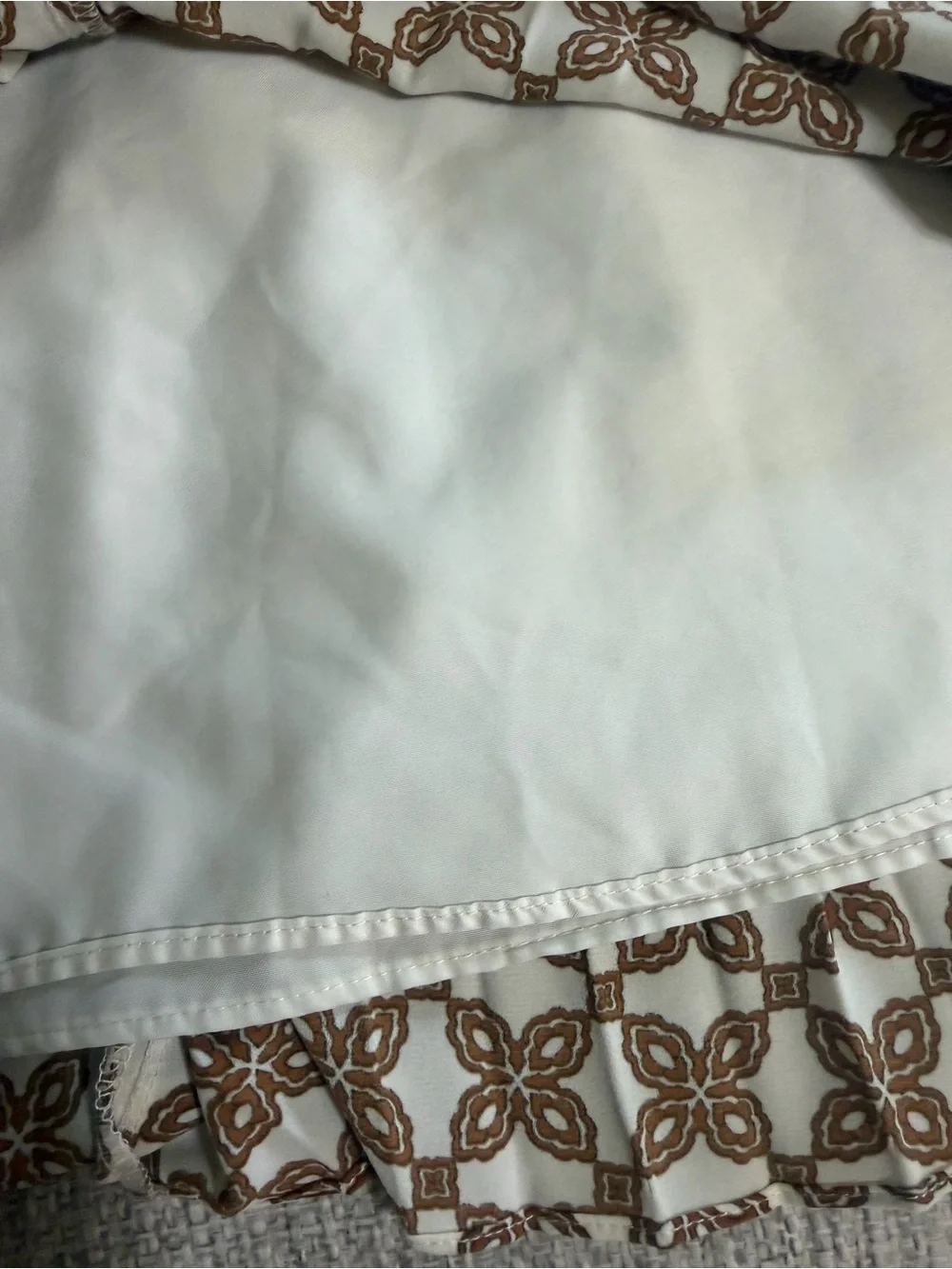 J.Crew Geometric Print Pleated Skirt Plus Size 22 Lined Brown Ivory
